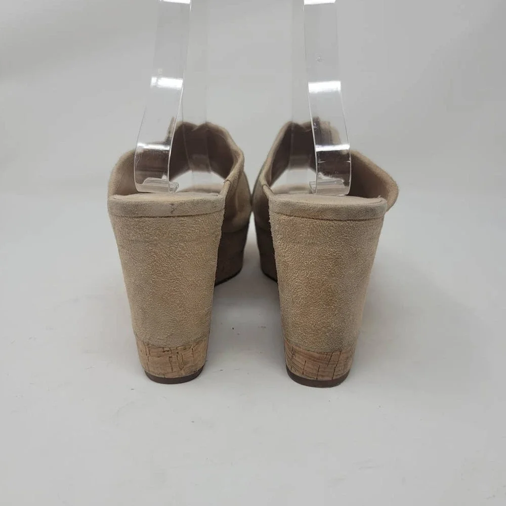 Diane Von Furstenberg Platform Wedge Slide Sandals Women's Size 9 M Tan Suede